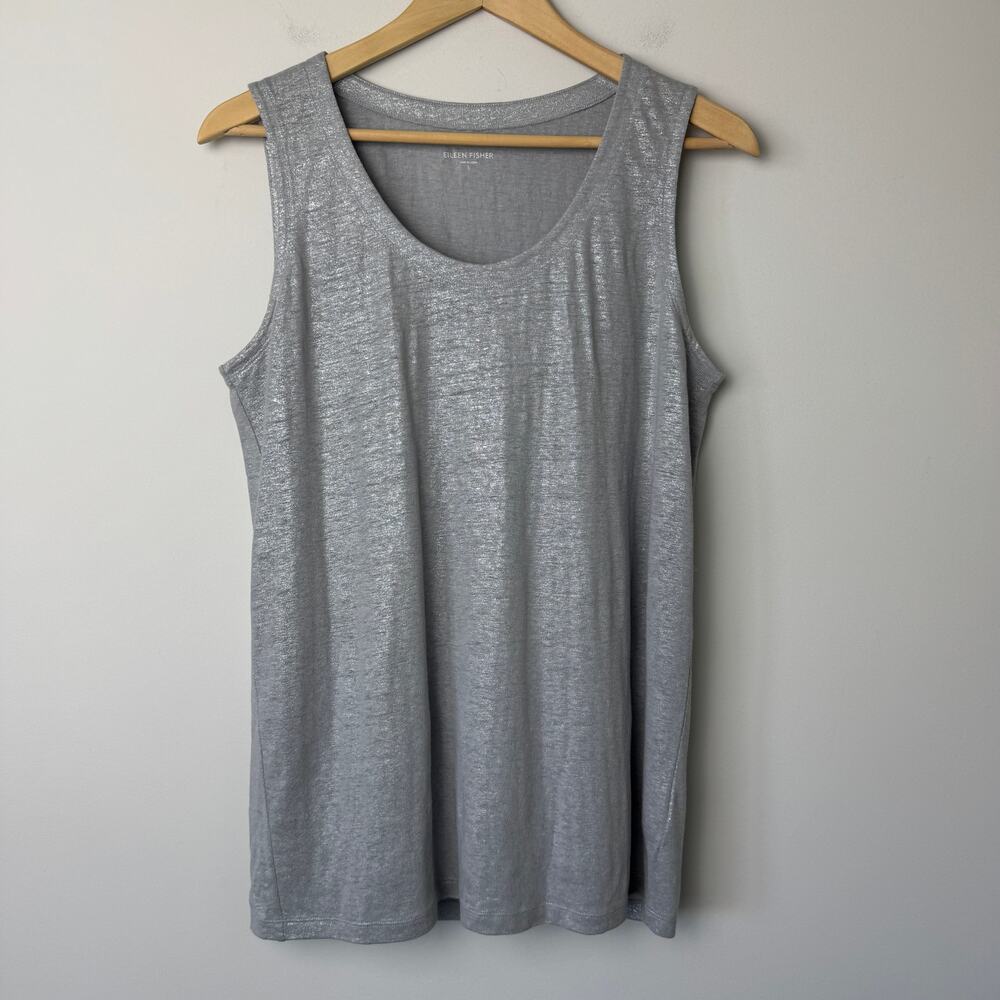 Eileen Fisher Women's Silver 100% Linen Tank Top Size Small